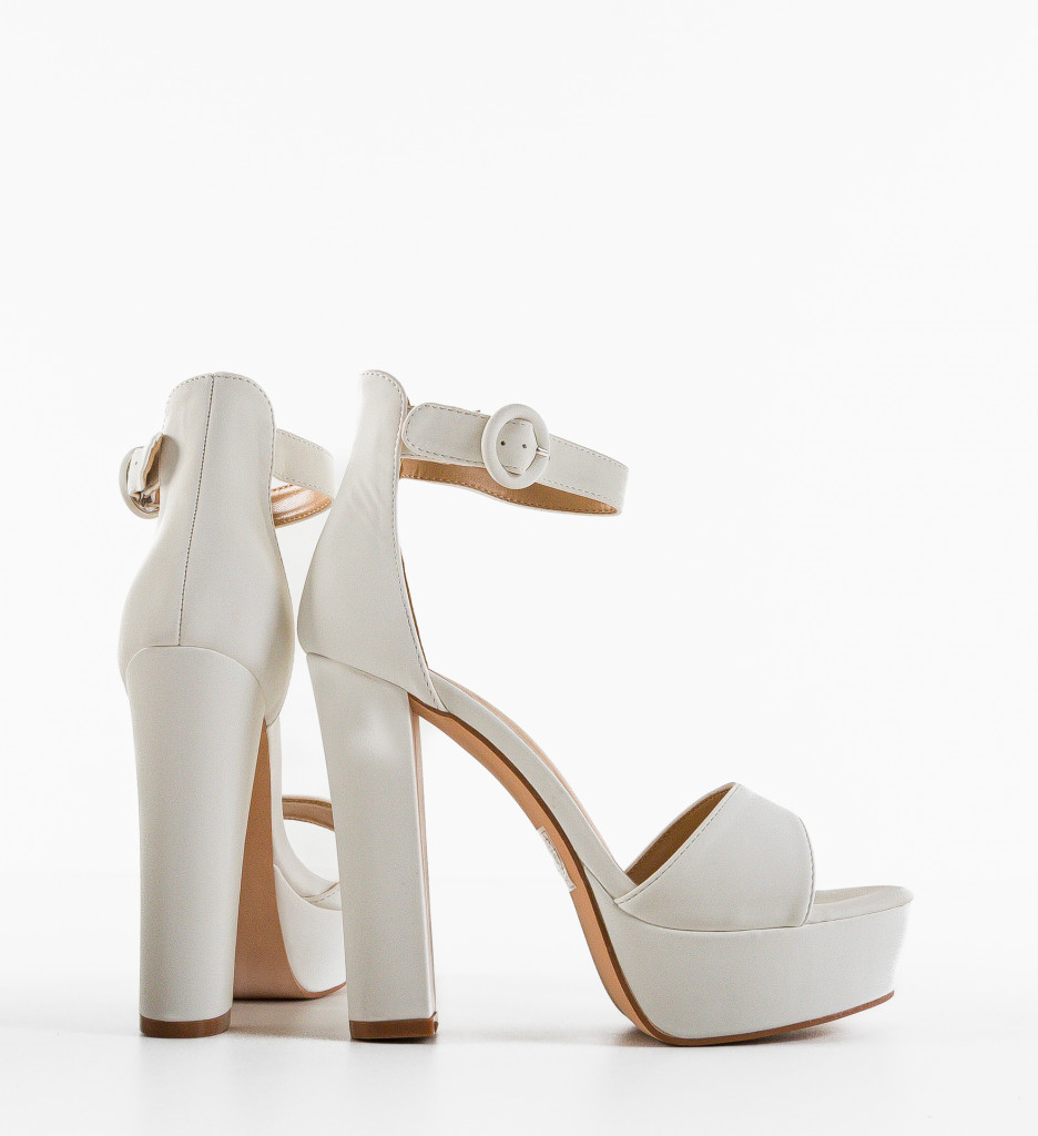 Sandale Fidelio Albe cu Toc Elegante - imagine 5