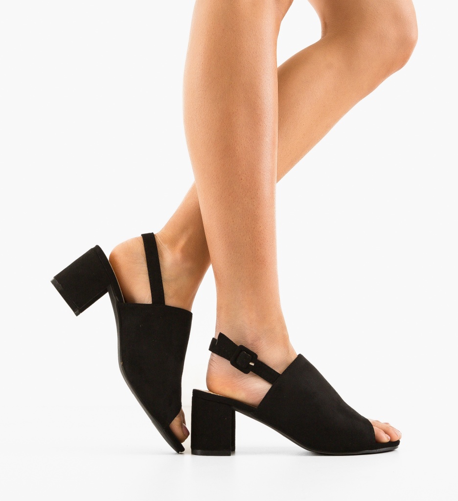 Sandale Dama Wannin Negre cu Toc Elegant