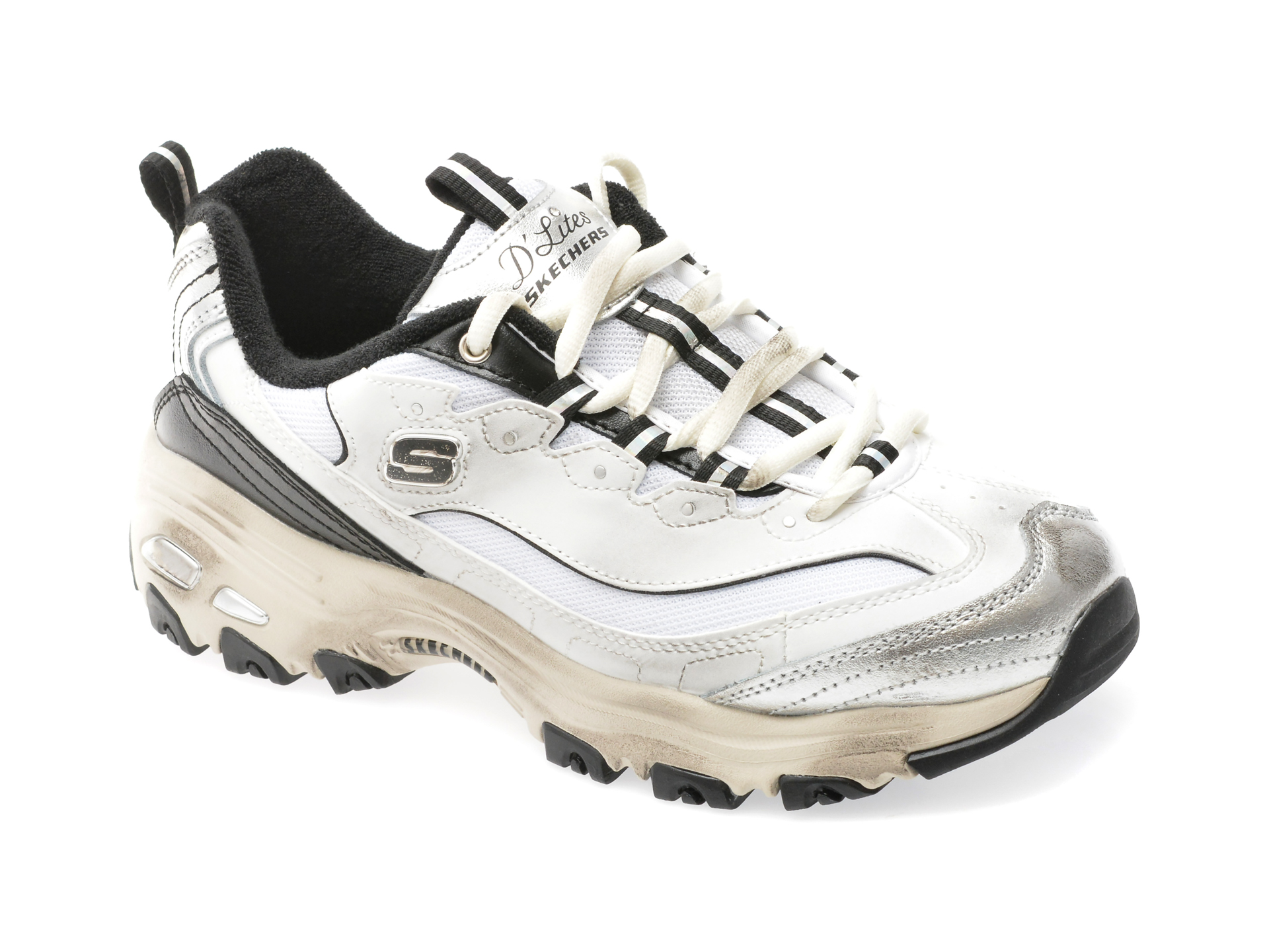 Pantofi Skechers D'Lites Alb-Negru Confort