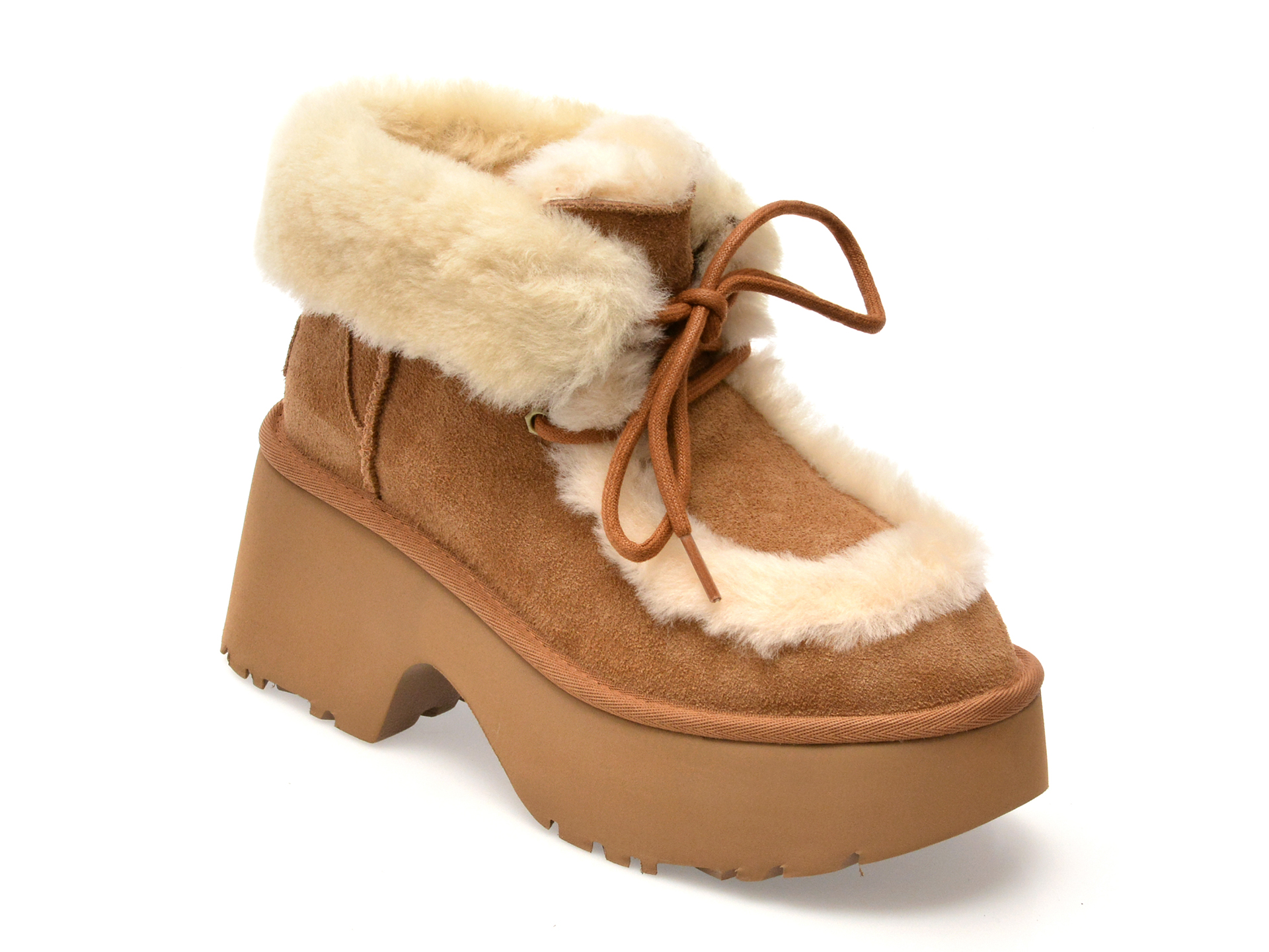 UGG Ghete NEW HEIGHTS Maro - Piele Intoarsă Premium - imagine 1
