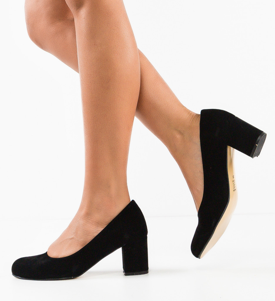 Pantofi Azura cu Toc Eleganți Negri - imagine 2