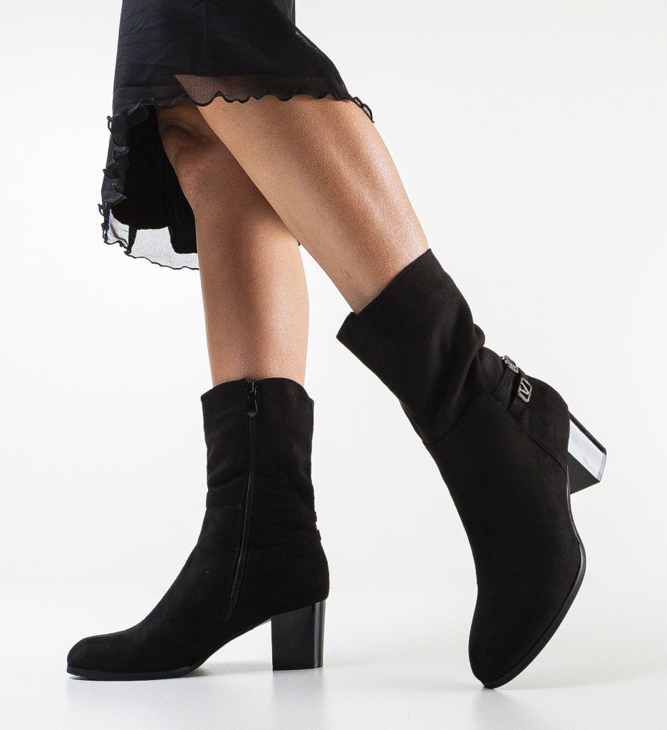 Botine Staples Negre 2 - Eleganță și Stil - imagine 2