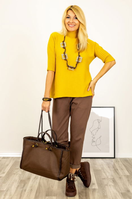 Pulover Galben Ribbed Shopika | Versatil & Elegant