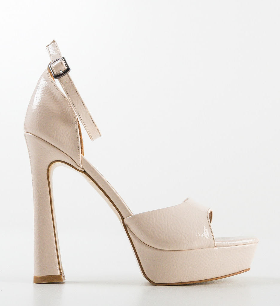 Sandale dama Nalaka Bej cu toc elegant - imagine 4