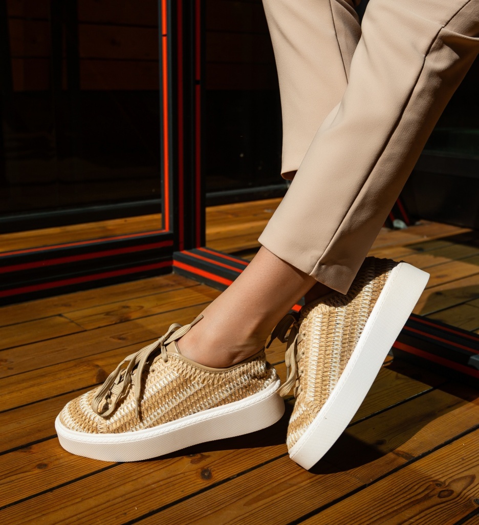 Sneakers Dama Bej Reinbou - Confort și Stil - imagine 2