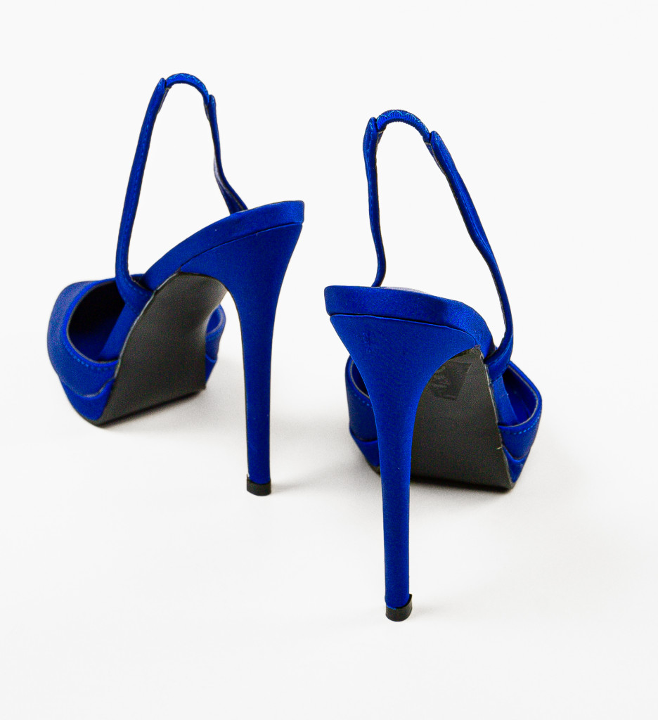 Pantofi Sisel Albastri Eleganți cu Toc - imagine 6
