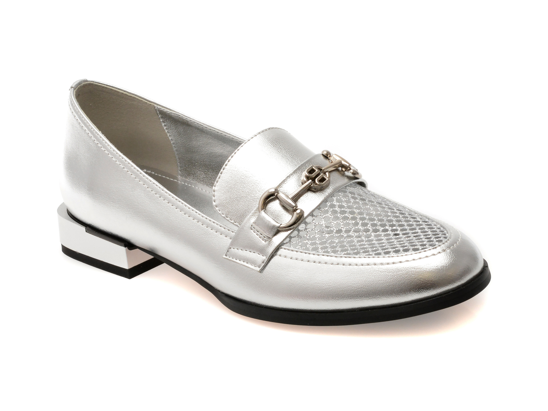 Mocasini Epica Argintii Piele Eleganti