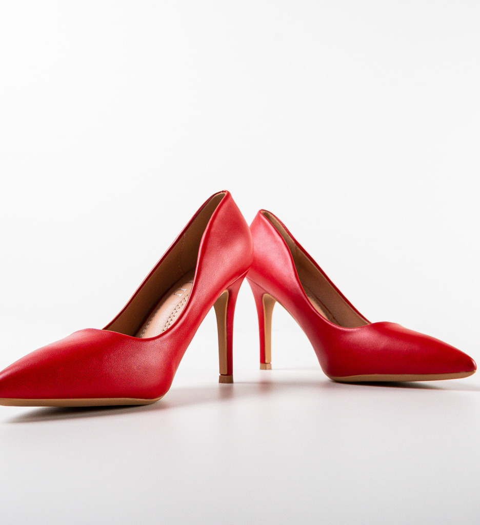 Pantofi dama Rajan Rosii cu Toc Elegant - imagine 6