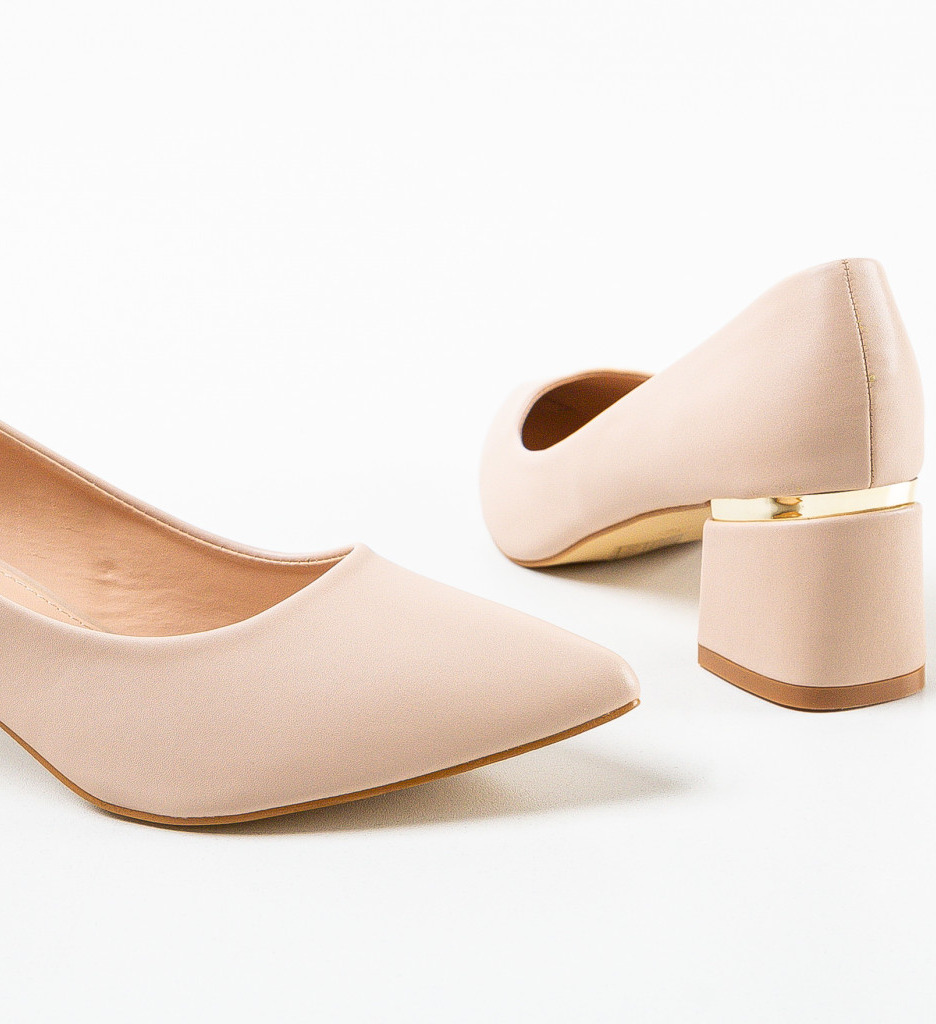 Pantofi Helen Bej cu Toc Eleganti - imagine 5