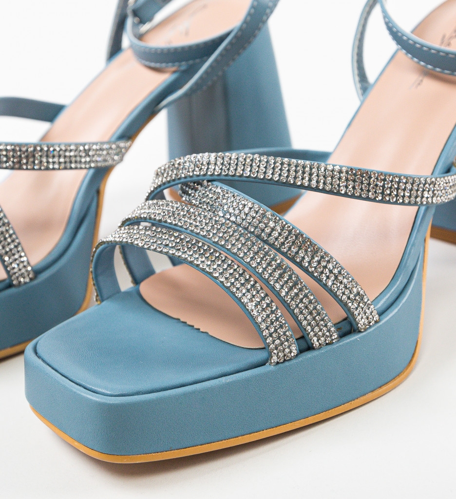 Sandale cu Toc Shohre Albastre Elegante - imagine 6