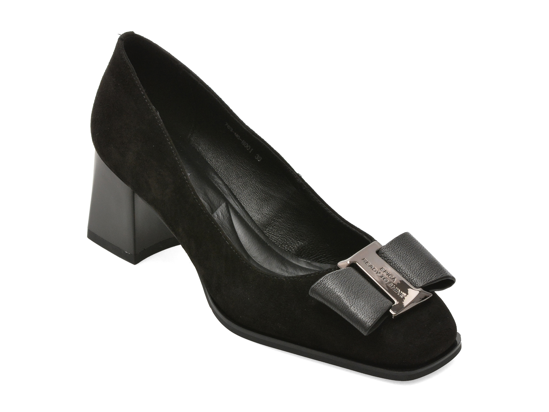 Pantofi Epica Nubuc Negri Eleganti