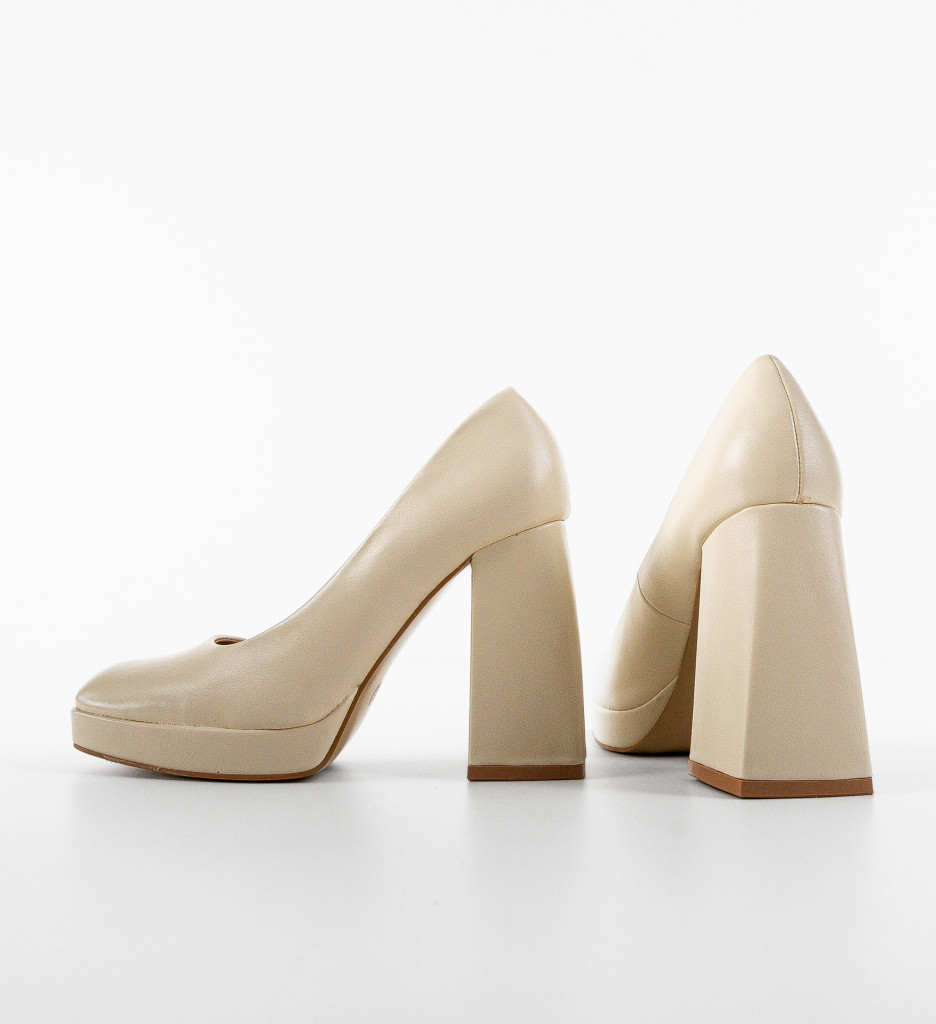 Pantofi Dama cu Toc Eleganti - Model Bej