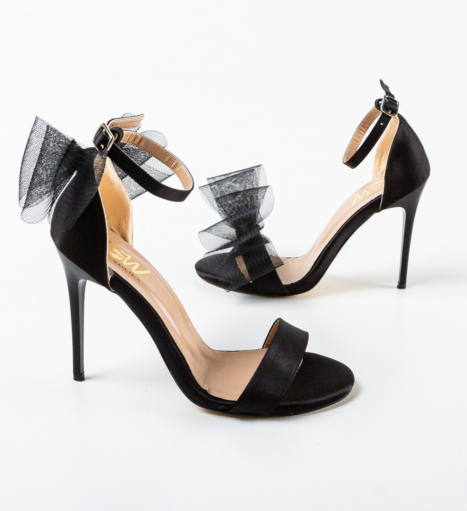 Sandale Dama Padasa Negre Elegante cu Toc - imagine 6