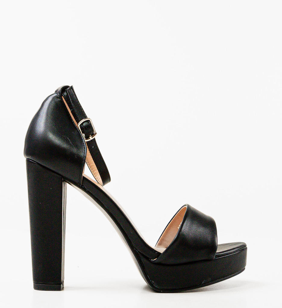 Sandale Franopo Negre cu Toc Elegant - imagine 2
