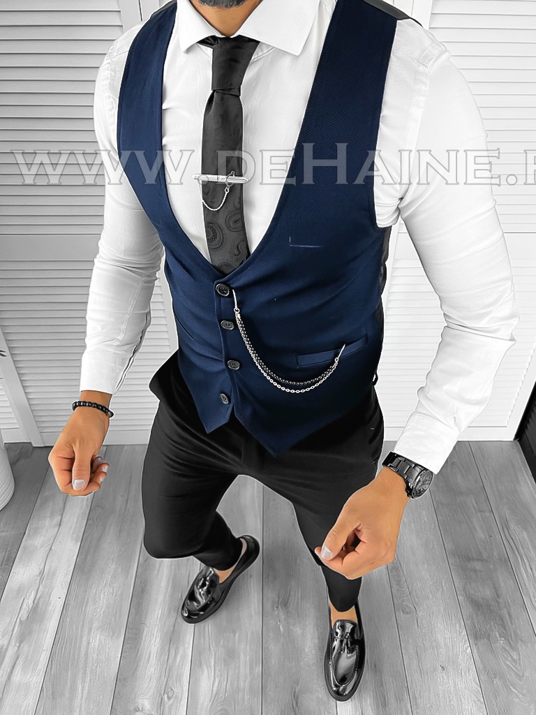 Vesta Barbati Eleganta Slim Fit Bleumarin