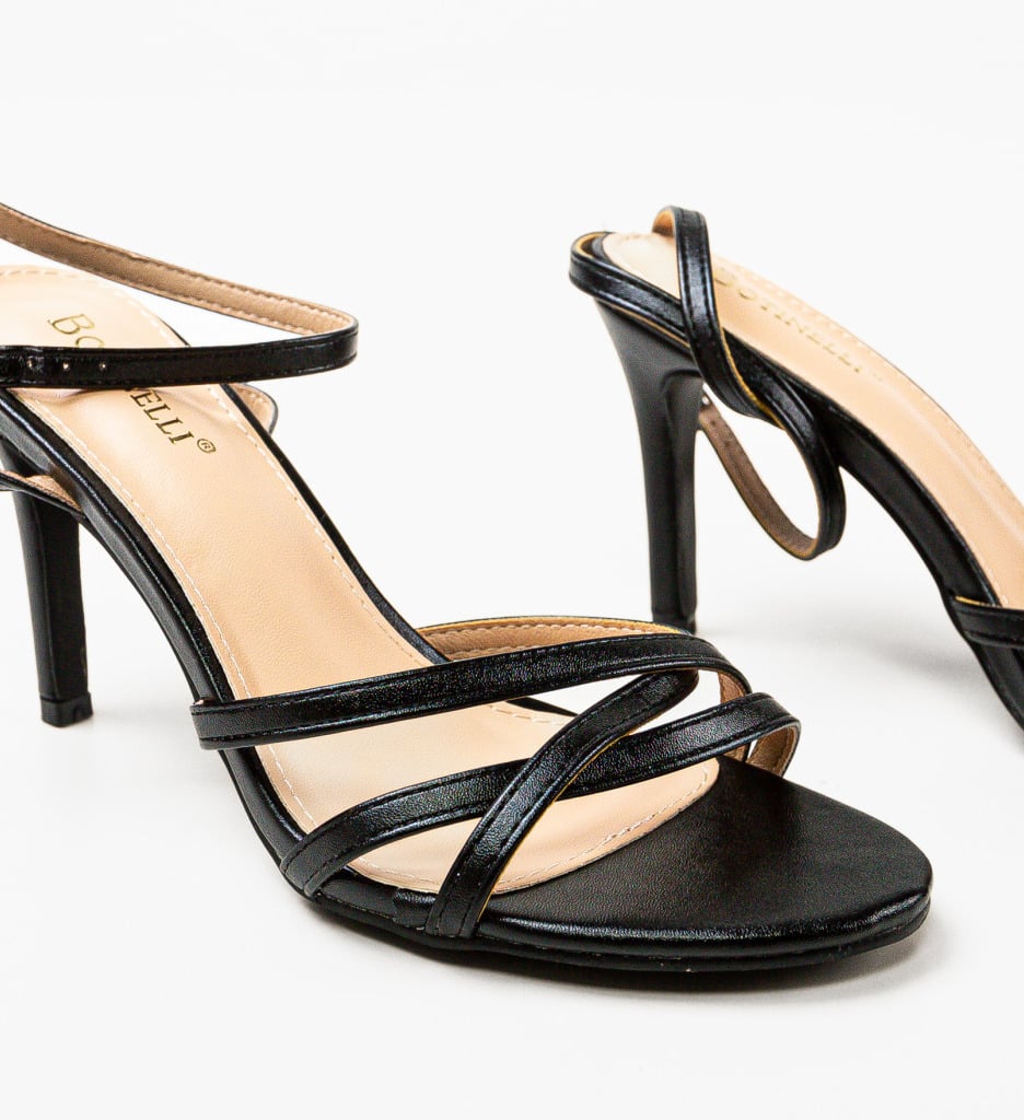 Sandale Tokeai Negre cu Toc Elegante - imagine 6