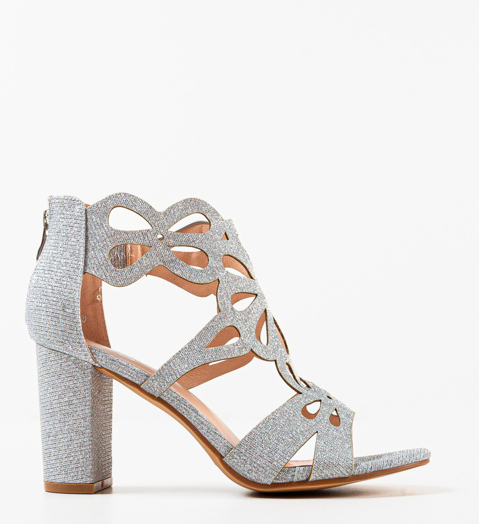 Sandale Dama Minos Argintii cu Toc Elegante - imagine 4