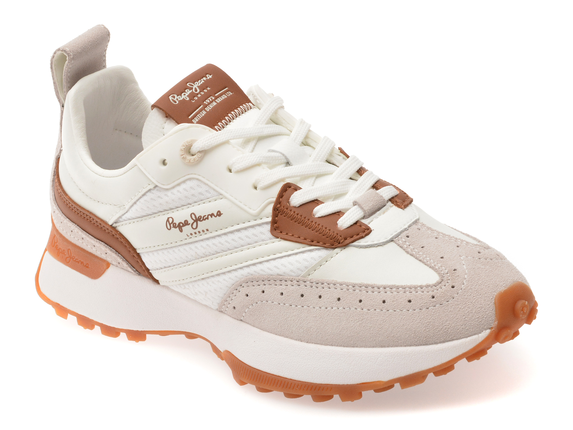 Pantofi PEPE JEANS albi din piele naturală