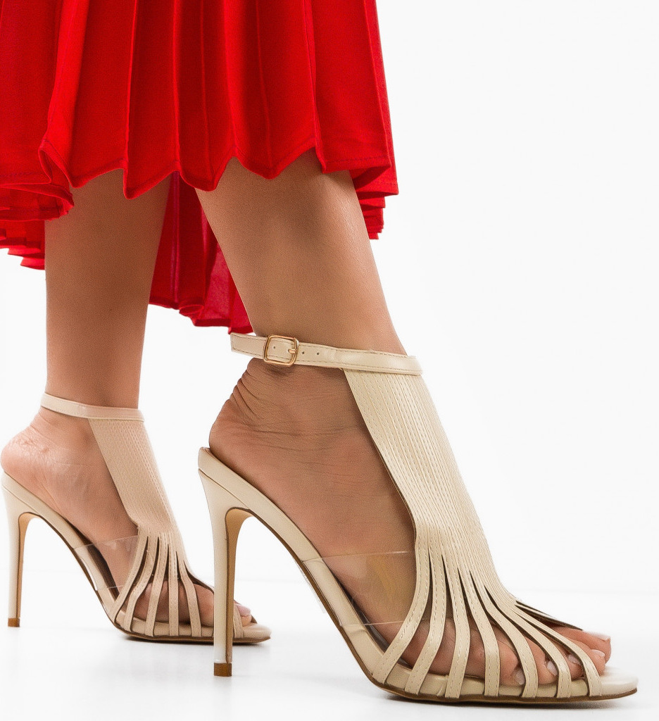 Sandale cu Toc Silvia Bej | Eleganță și Stil - imagine 3