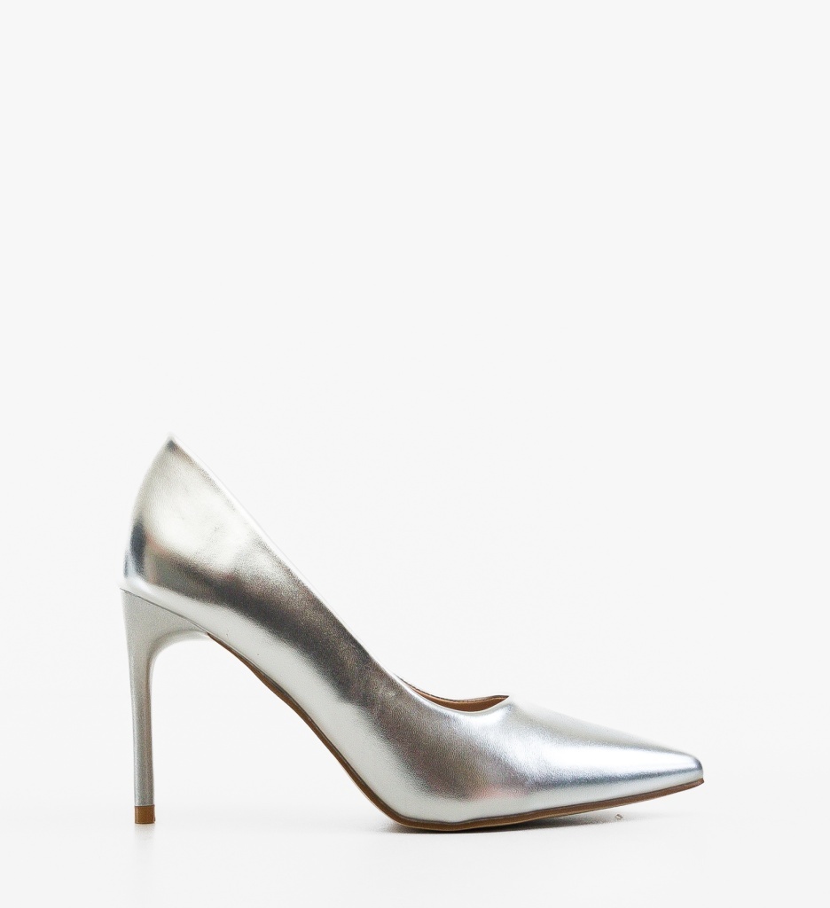 Pantofi Stiletto Neybar Argintii Eleganți - imagine 4