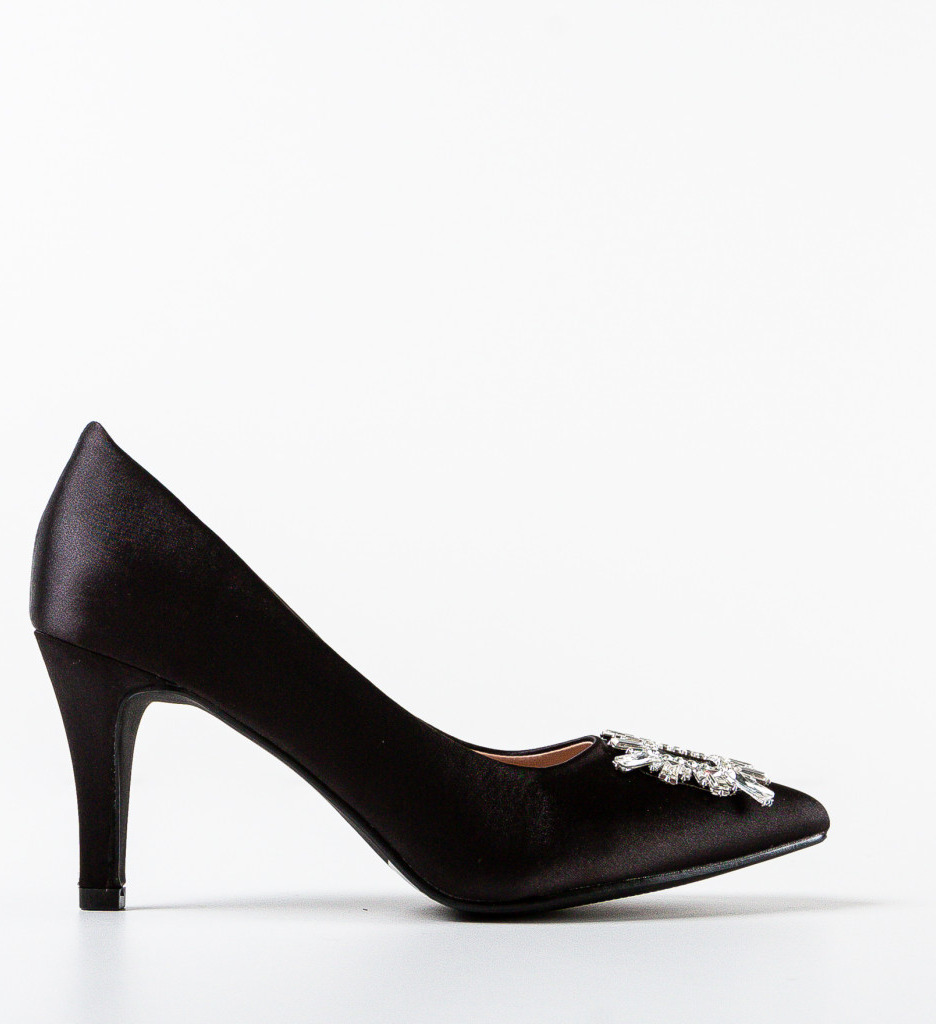 Pantofi Dama Bino Negri cu Toc Elegant - imagine 4