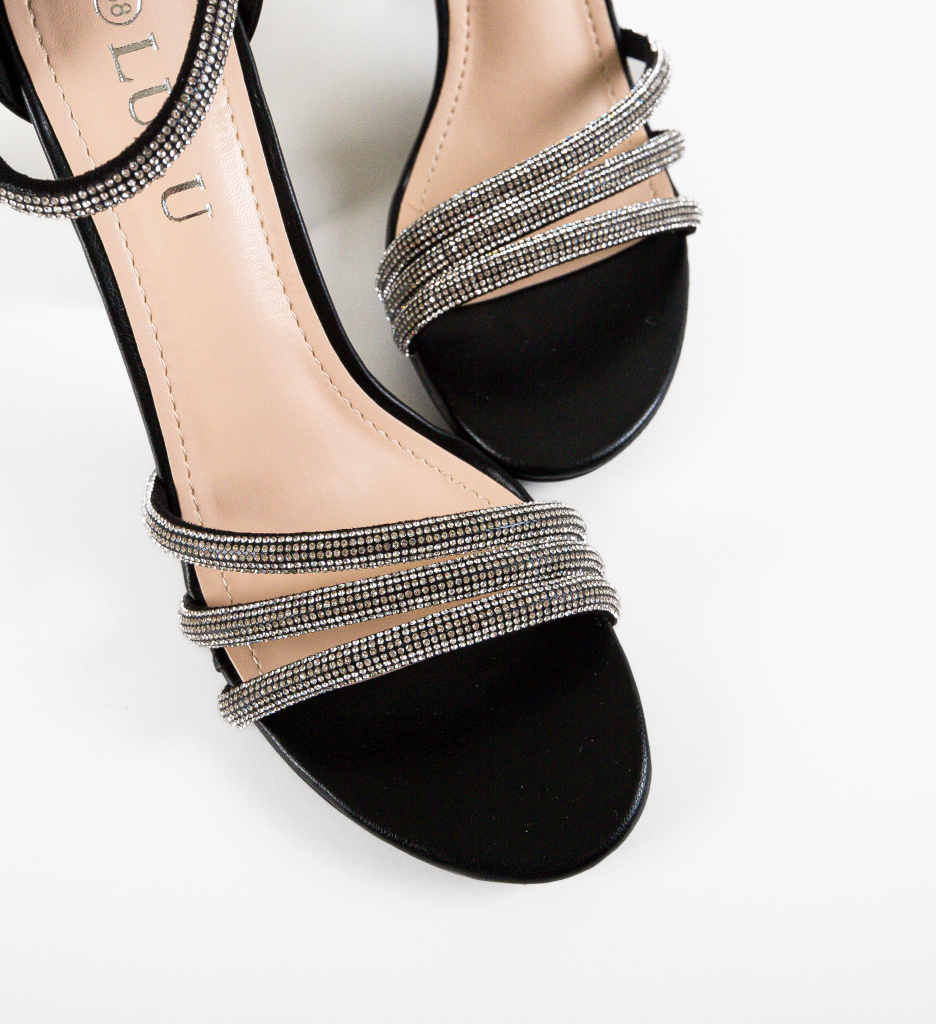 Sandale Awotwi Negre cu Toc Elegante - imagine 6