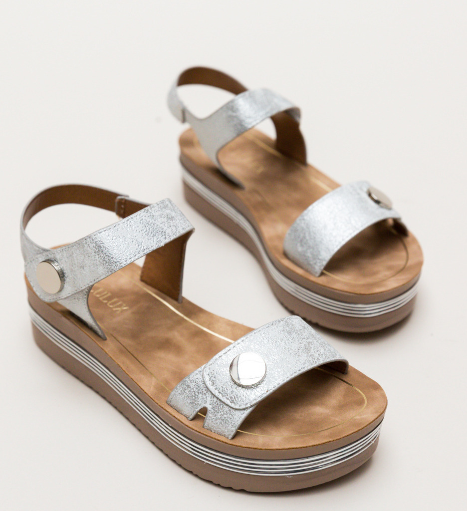 Sandale Penty Argintii Elegante pentru Ocazii - imagine 5
