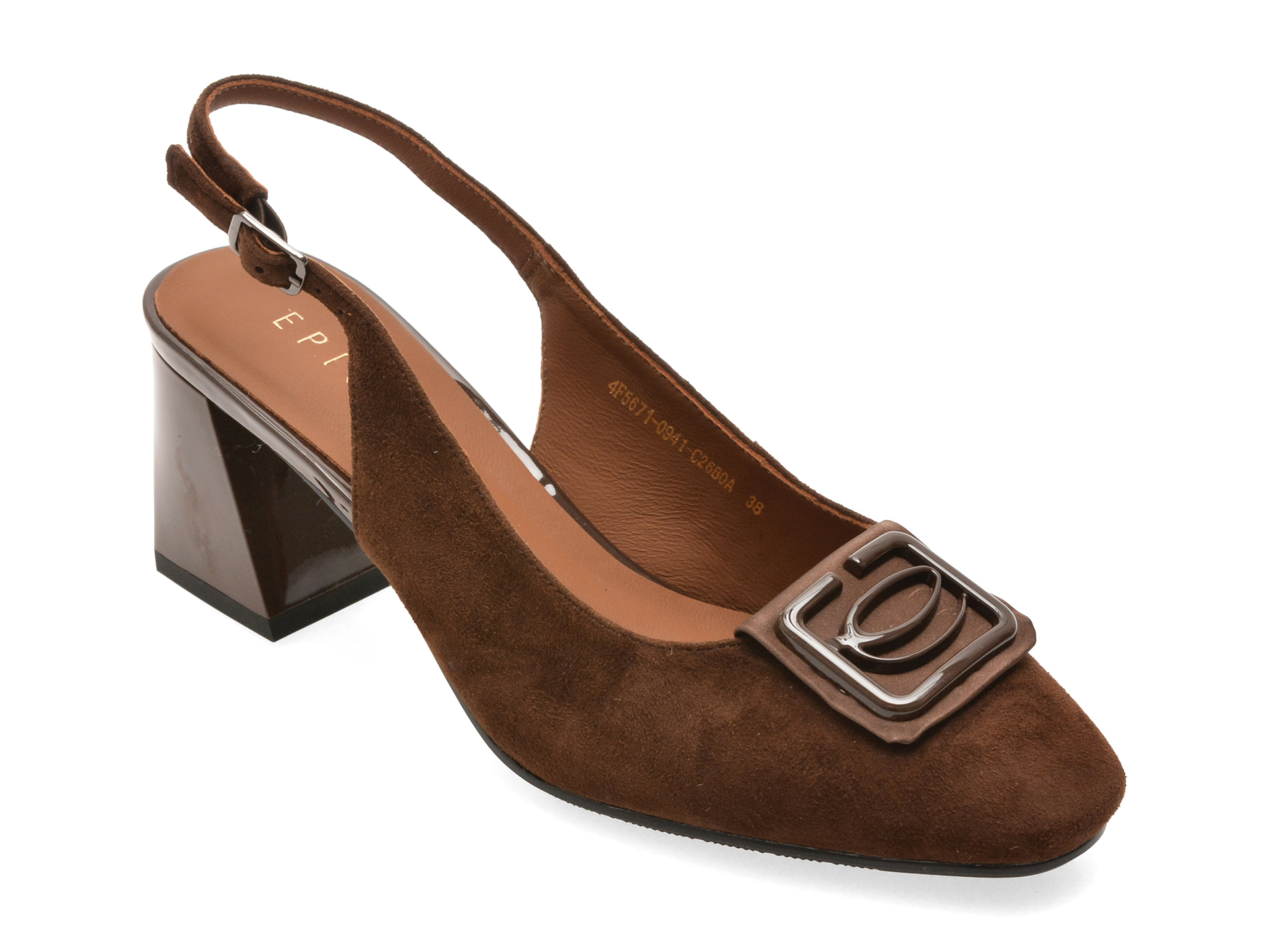 Pantofi EPICA maro piele intoarsa eleganti