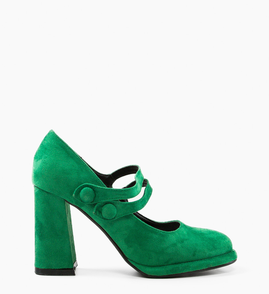 Pantofi Dama Verzi Vintage, Toc Elegant - imagine 4