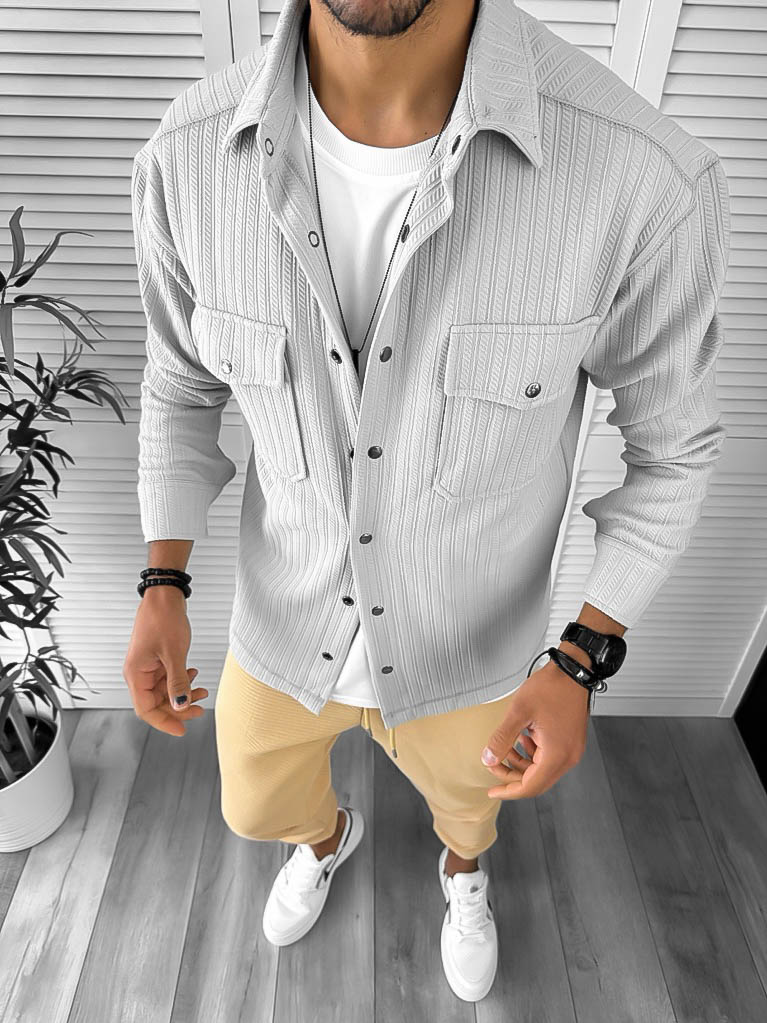 Camasă gri slim fit casual bărbați