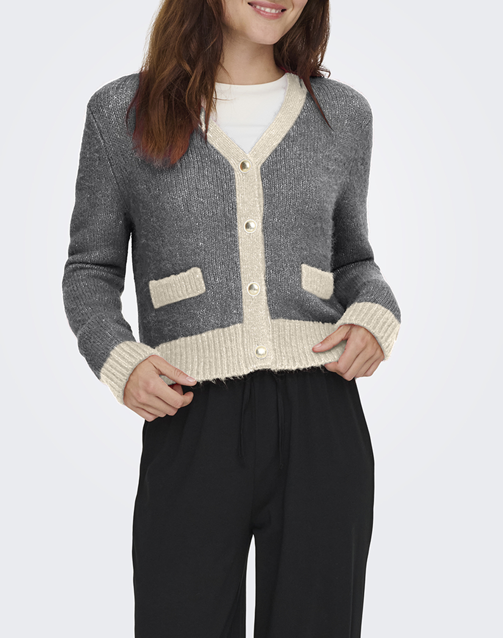 Cardigan Only V-Neck Tricotat Elegant