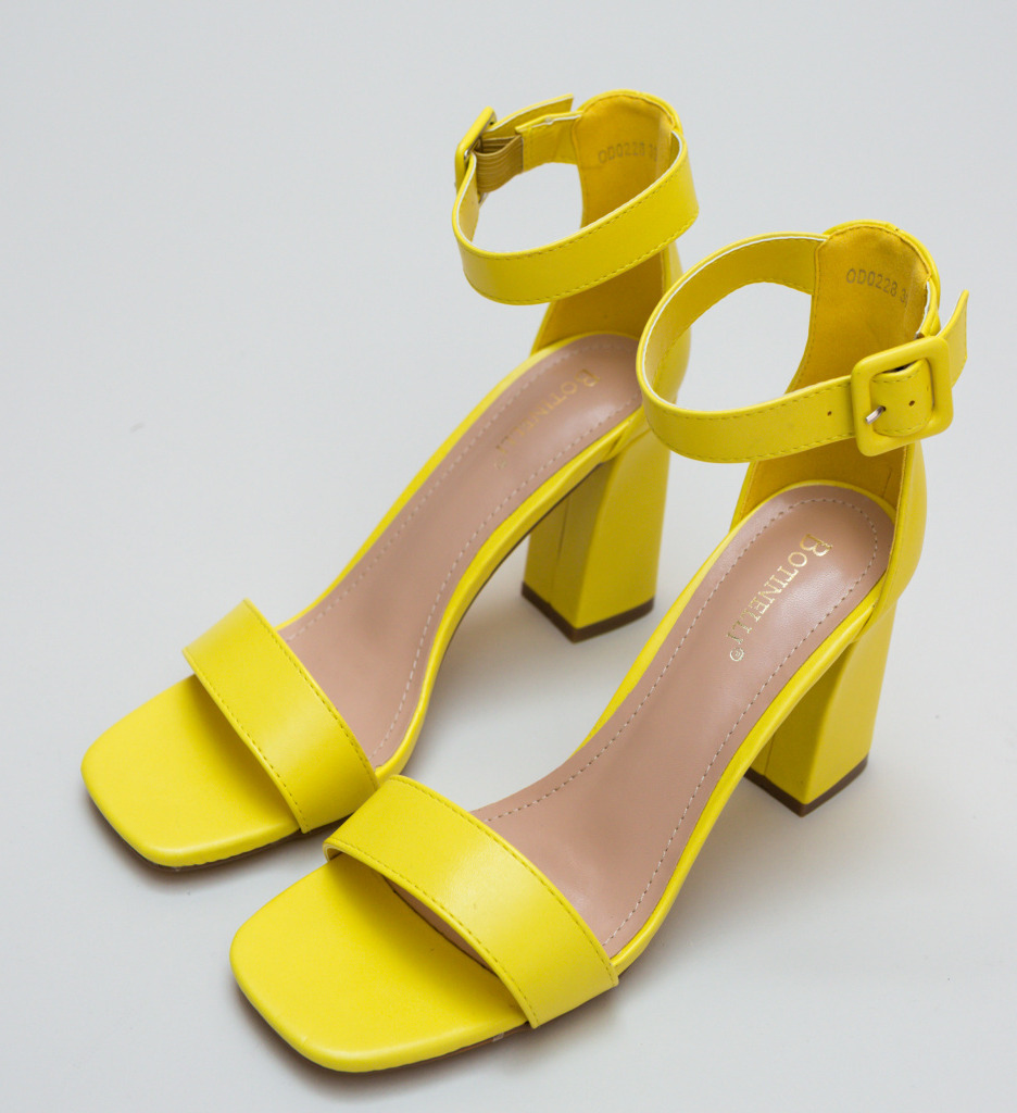 Sandale Gingero Galbene cu Toc Elegante - imagine 5