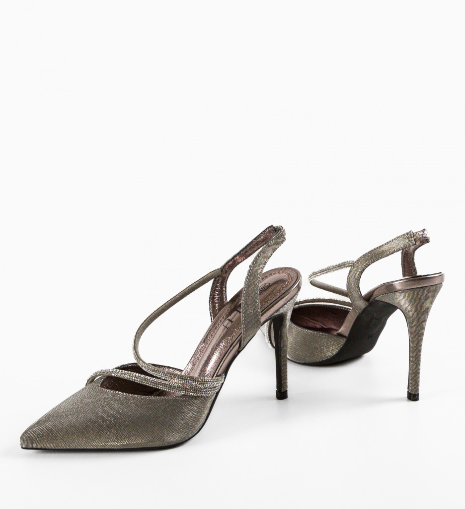 Pantofi Lemartes Gri cu Toc Eleganți - imagine 8