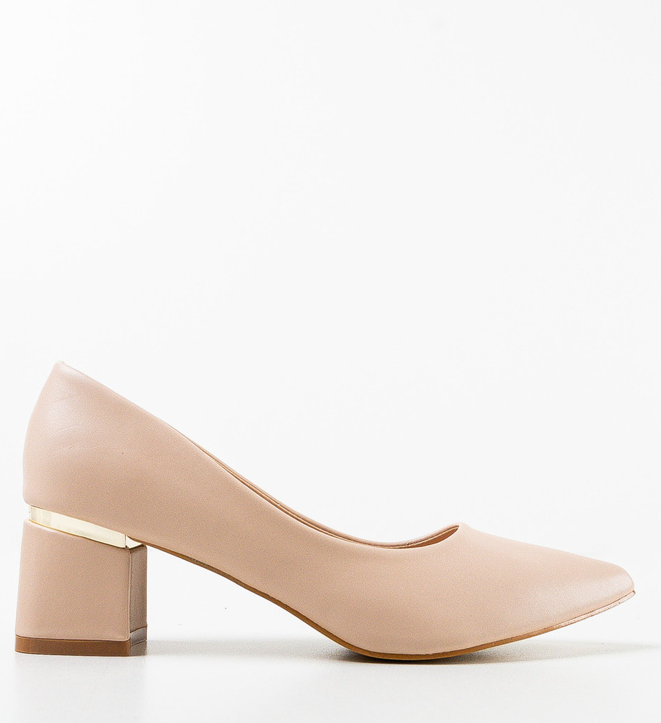 Pantofi Helen Bej cu Toc Eleganti - imagine 4