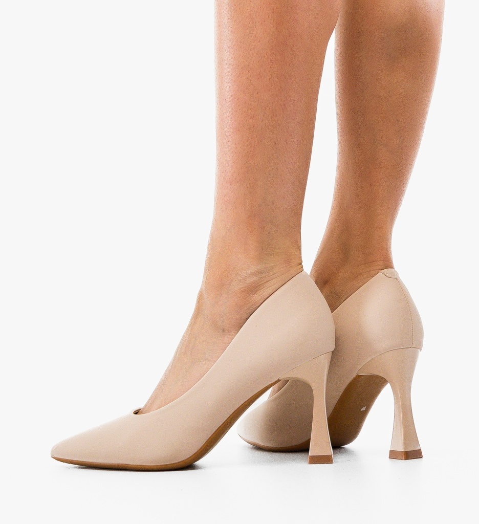 Pantofi stiletto dama Lorans Bej - imagine 3