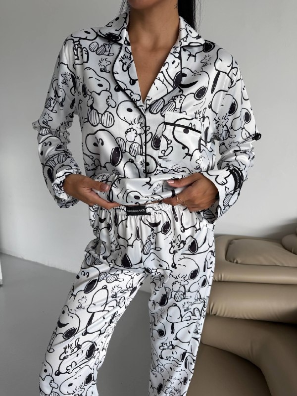 Set Pijama Dama Snoopy cu Nasturi - Delis - imagine 3