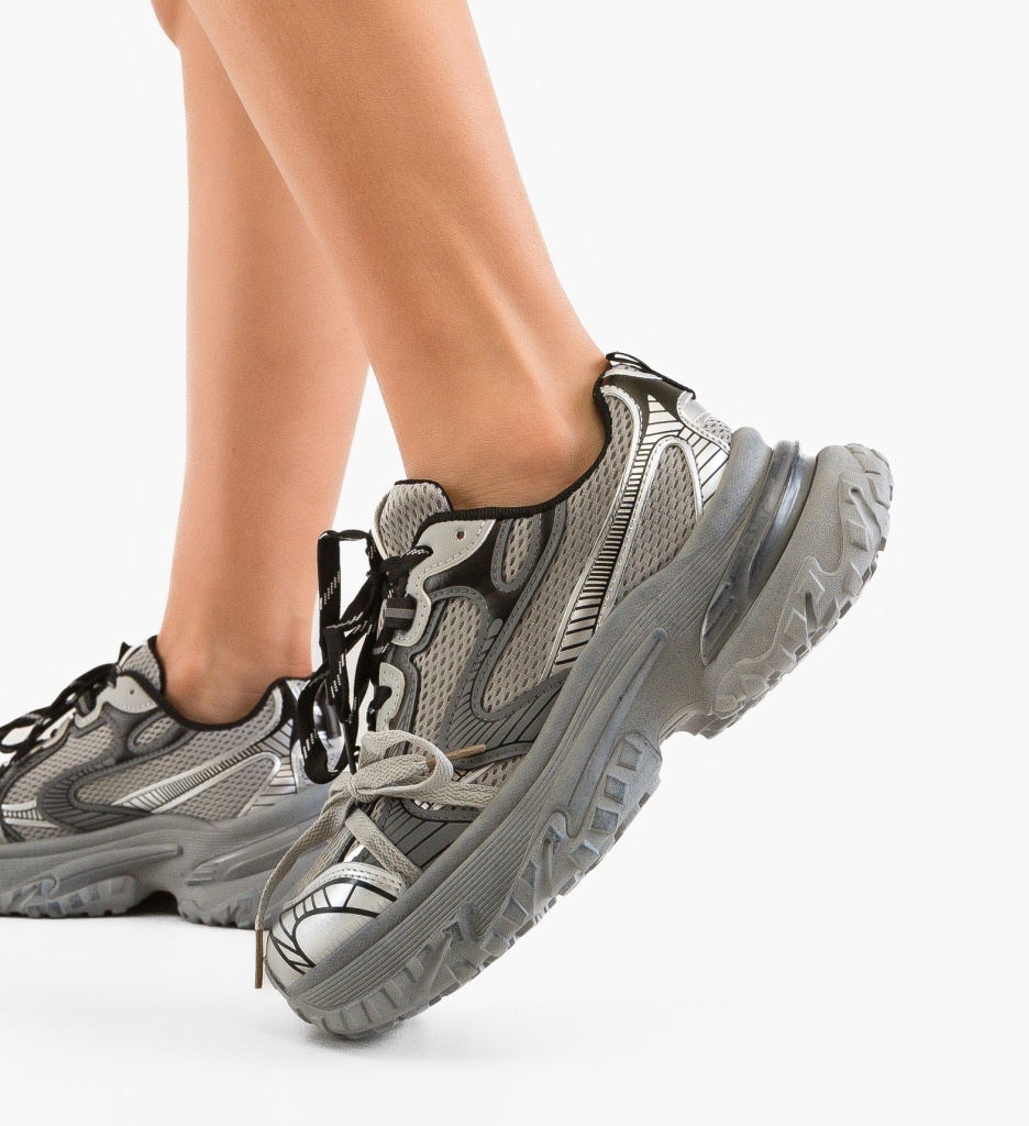 Sneakers Dama Rarrw Gri - Confort si Stil Sport - imagine 2