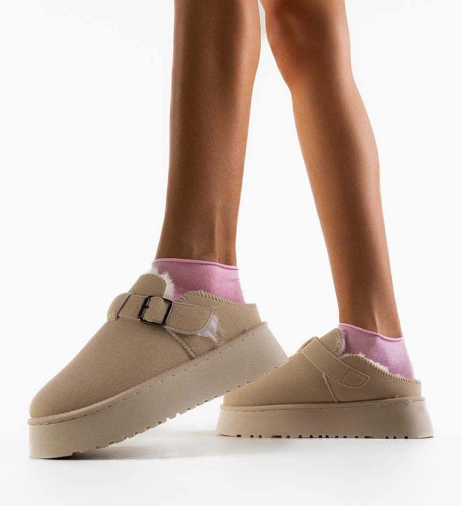 Papuci Byrky Tip Ug Bej - Confort Termic - imagine 2