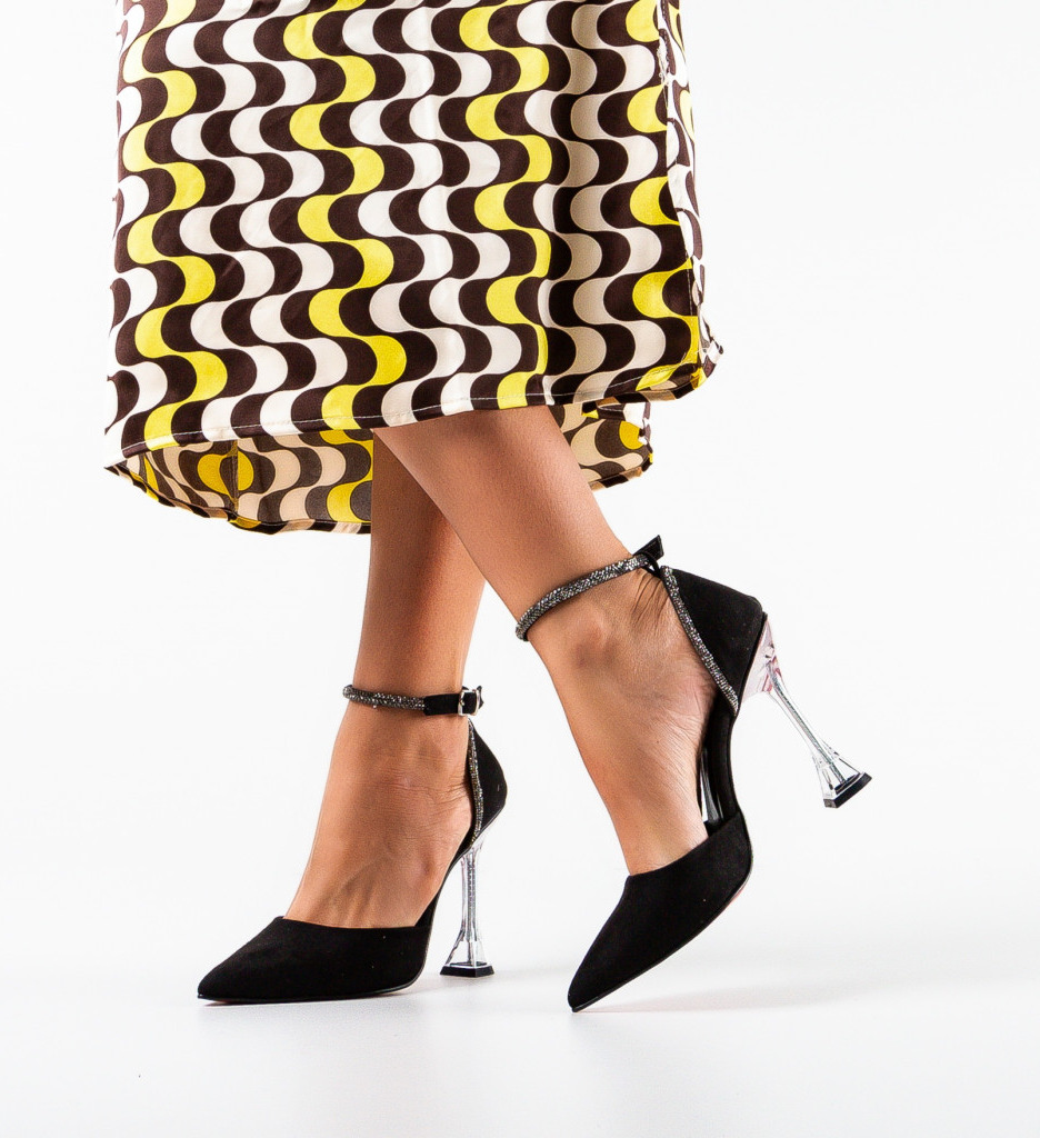 Pantofi Oskaj Negri Eleganți cu Toc - imagine 4