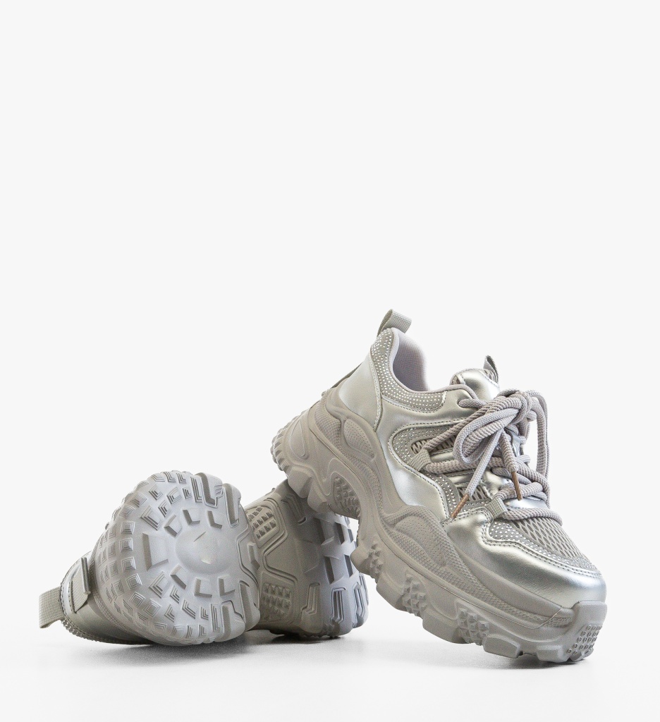 Sneakers Dama Yera Argintii Sport & Eleganta - imagine 2