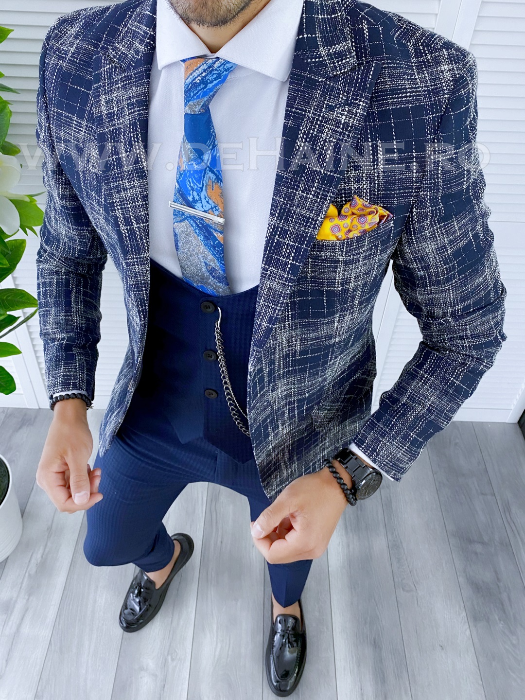 Sacou Barbati Carouri Slim Fit Bleumarin