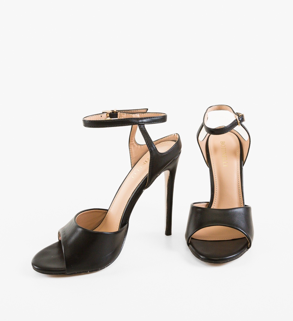 Sandale Lannuz Negre cu Toc Elegant - imagine 4