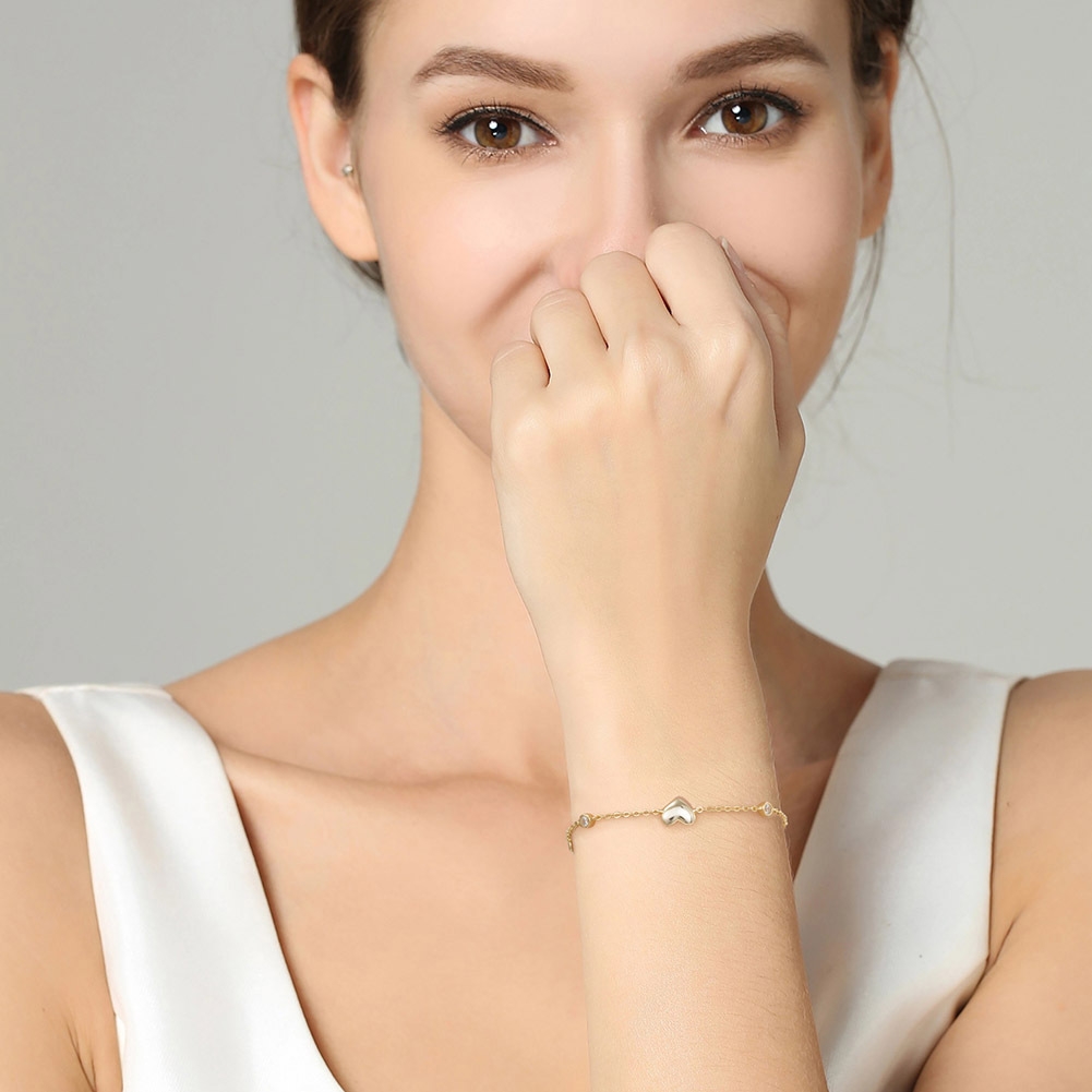 Brățară Argint 925 Inimioare Placată cu Aur Zhuhai - imagine 2