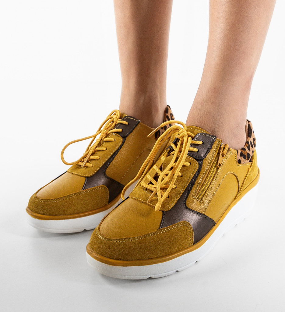 Sneakers Dama Nysa Galbeni - Confort & Stil - imagine 5