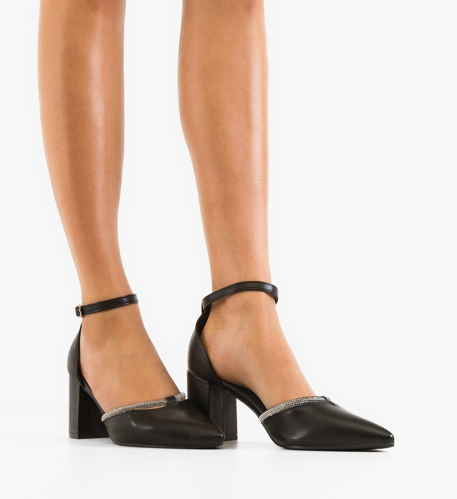 Pantofi cu Toc Eleganți Lynes Negri - imagine 2