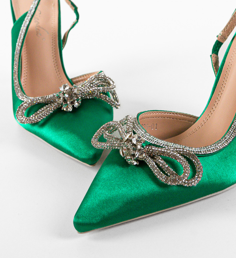 Pantofi Dama Maish Verzi cu Toc Eleganți - imagine 9