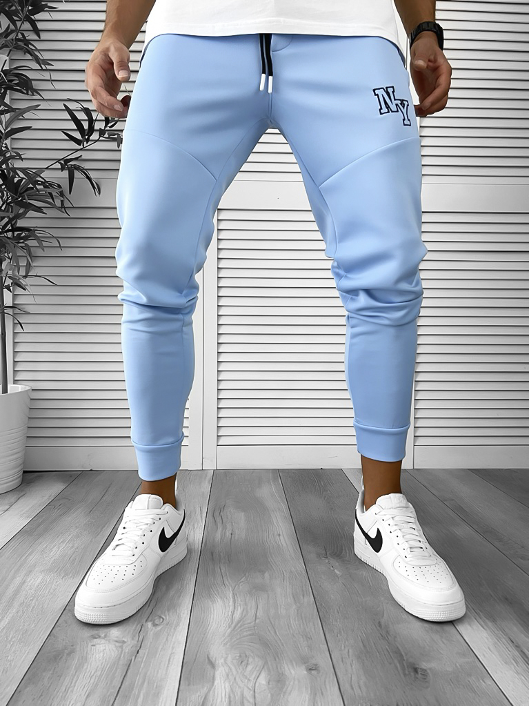 Pantaloni Trening Bleu Conici Stil Modern