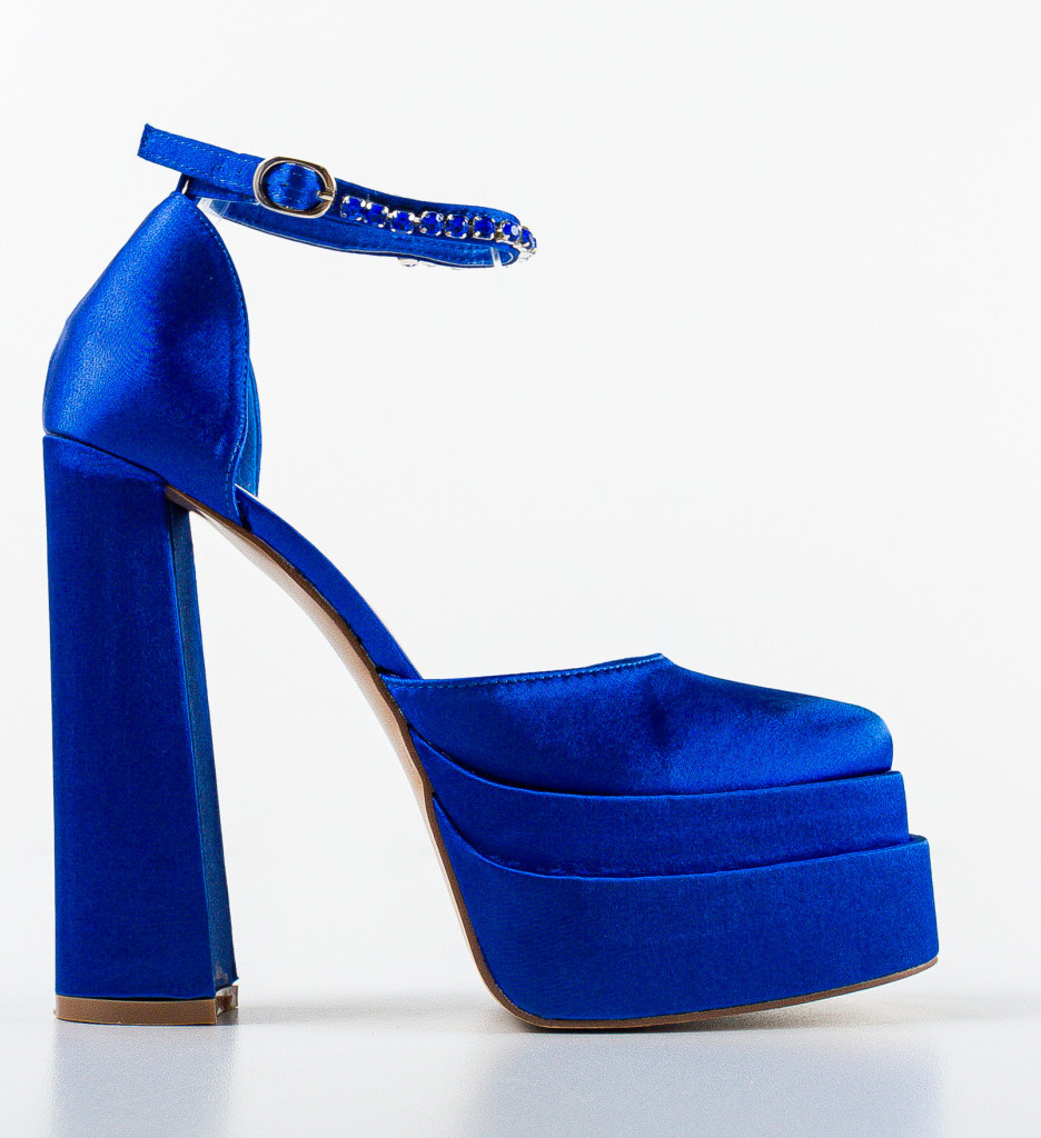 Pantofi Sarah Albastri cu Toc Eleganți - imagine 4