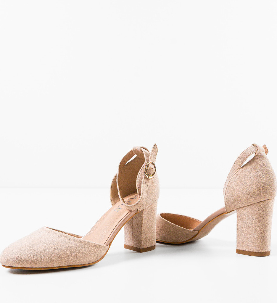 Pantofi Uneraya Bej cu toc elegant - imagine 7