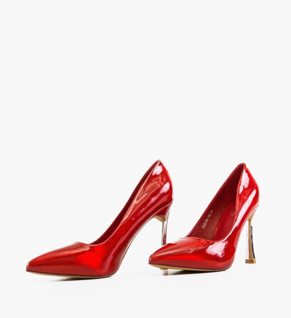 Pantofi Dama Neba Rosii cu Toc Elegant - imagine 6
